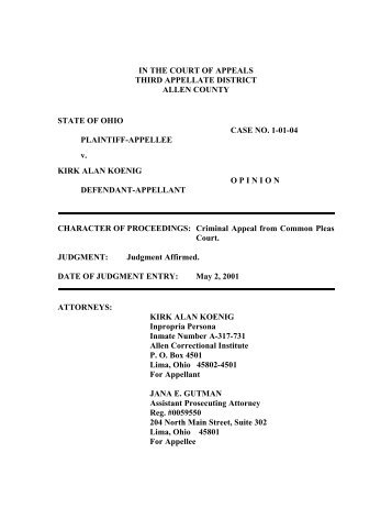 State of Ohio v. Kirk Alan Koenig - Supreme Court - State of Ohio