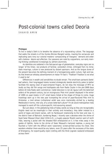 Post Colonial Towns Called Deoria - Shahid Amin - 47 - sarai