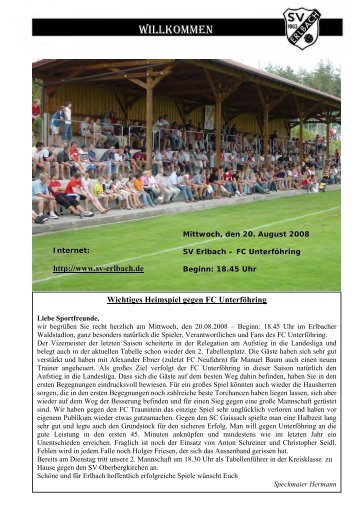 Wichtiges Heimspiel gegen FC Unterföhring - SV Erlbach - Home