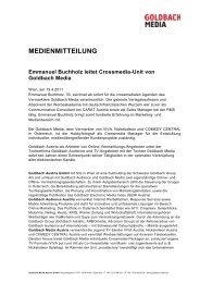 MEDIENMITTEILUNG Emmanuel Buchholz leitet ... - Goldbach Austria