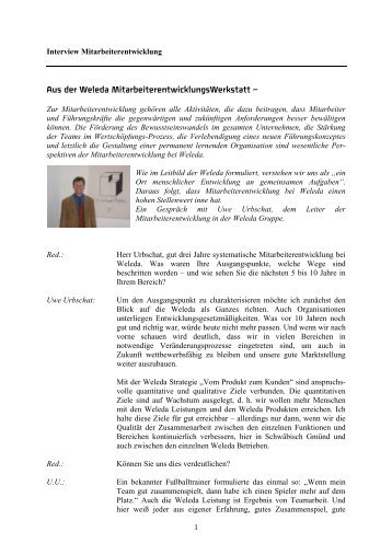 Ein Interview mit Uwe Urbschat, Leiter der ... - Weleda