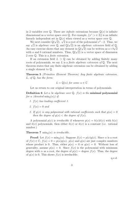 Galois Theory and Noether's Problem Meredith Blue ... - MAA Sections