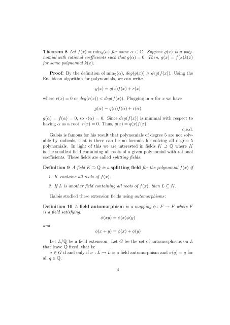 Galois Theory and Noether's Problem Meredith Blue ... - MAA Sections