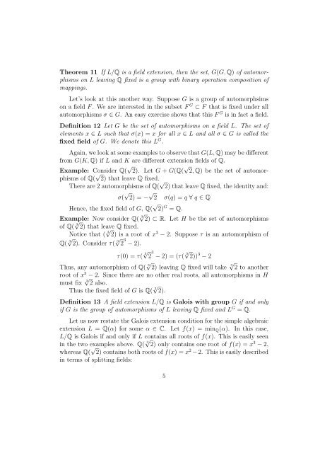 Galois Theory and Noether's Problem Meredith Blue ... - MAA Sections