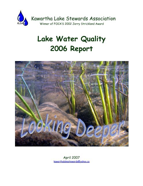 Lake Water Quality 2006 Report - Lakefield Herald