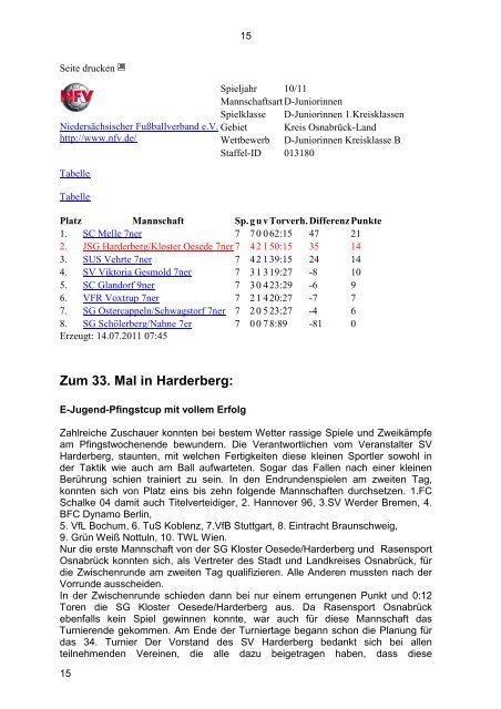 Das Jahr 2011 - SV Harderberg von 1950 eV