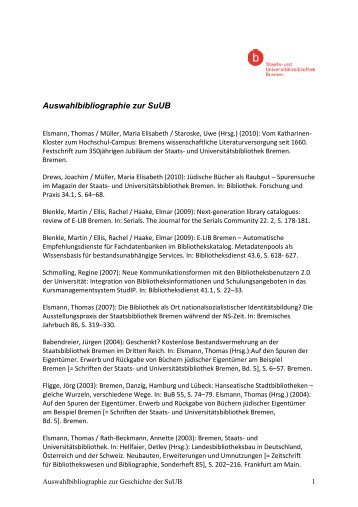 Auswahlbibliographie zur SuUB - Staats