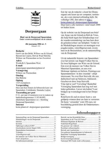 Samenstelling van de Dorpsraad Spaarndam - Dorpsorgaan ...