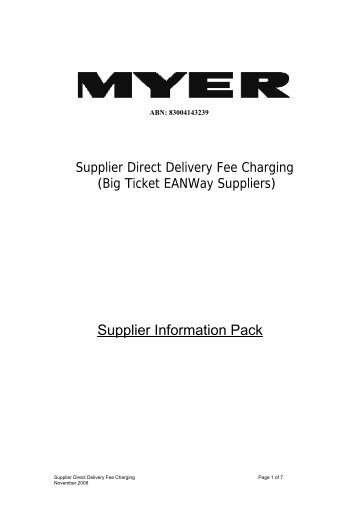 Supplier Direct Delivery Fee Charging - Myer Supplier Information ...