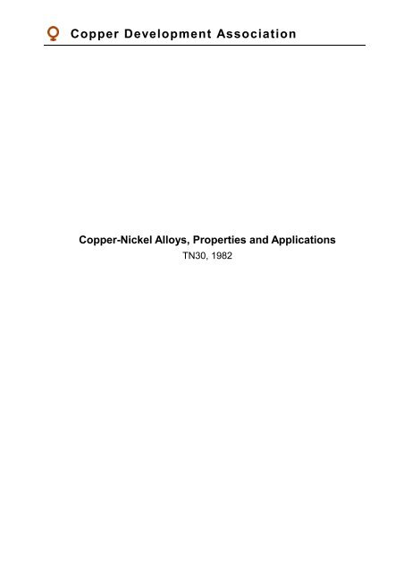 Pub 30 Copper-Nickel Alloys, Properties and Applications