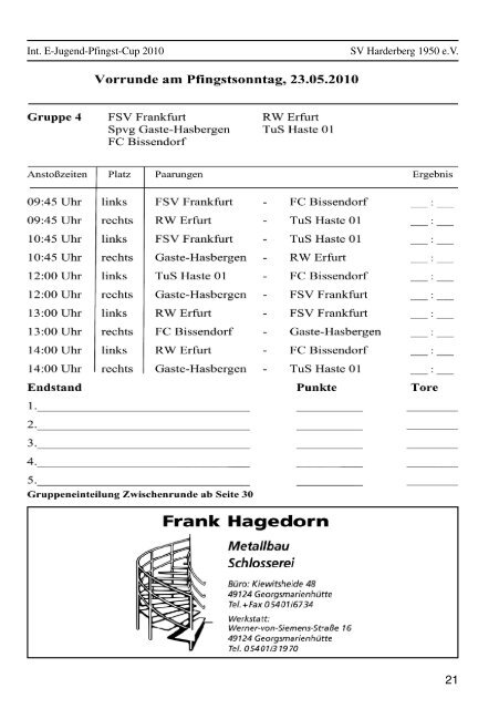 Freitag 7.15 – 17.00 Uhr - SV Harderberg von 1950 eV