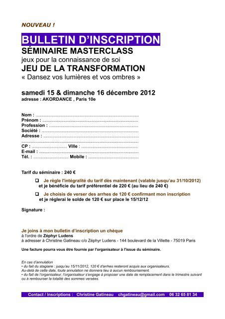 séminaire masterclass jeu de la transformation - Le Souffle d'Or