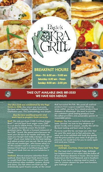 bReakFast houRs - Page's Okra Grill