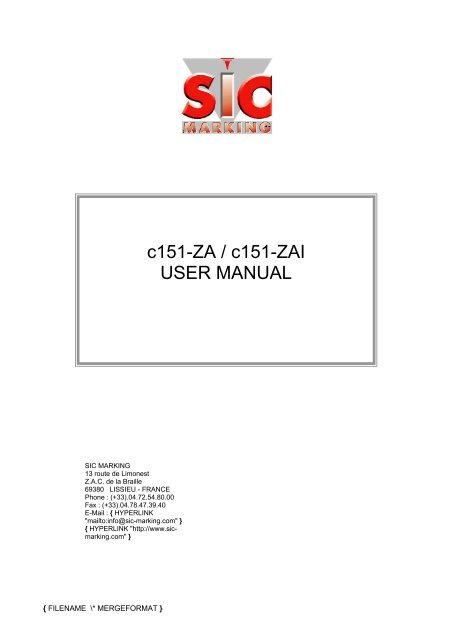 c151-ZA / c151-ZAI USER MANUAL - SIC-Venim s.r.o.