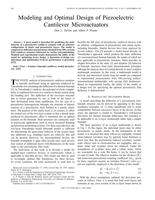 Modeling and optimal design of piezoelectric cantilever microactuators