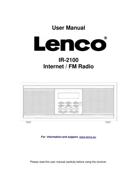 User Manual IR-2100 Internet / FM Radio - Lenco