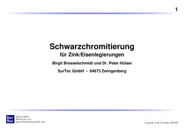 Schwarzchromitierung für Zink/Eisenlegierungen Birgit - SurTec