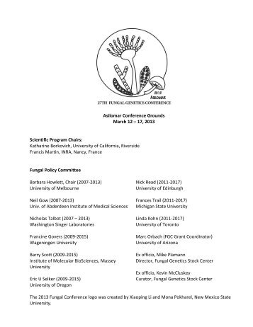 Program Book - 27th Fungal Genetics Conference