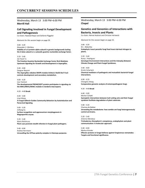 Program Book - 27th Fungal Genetics Conference