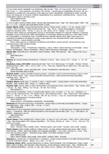 Autors, nosaukums Plaukta indekss 25 zivju vietas LatvijÄ / sastÄdÄ«tÄji