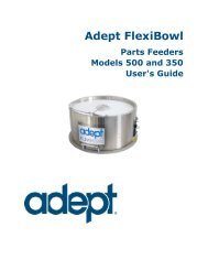 Adept FlexiBowl Parts Feeders Models 500 and 350 User's Guide