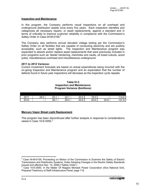 January 2012 Capital Investment - National Grid