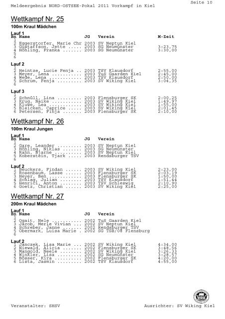 meldeergebnis nord-ostsee-pokal vorkampf  28.05 ... - SV Wiking Kiel