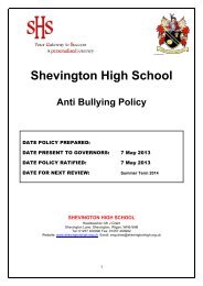 Anti Bullying Policy - Shevington High School