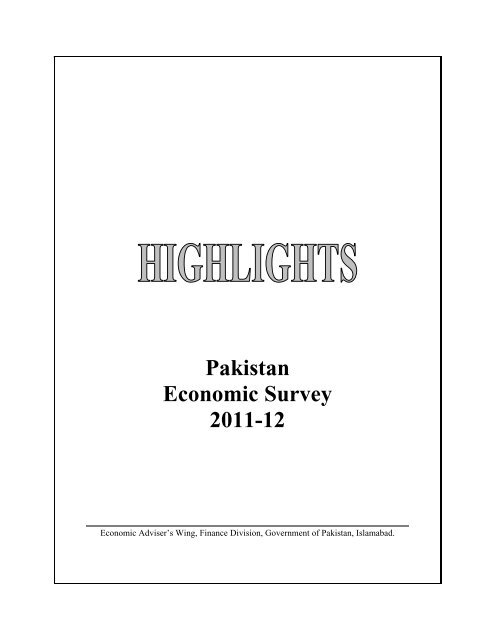 47. Pakistan Economic Survey 2011-12 - Consultancy Services in ...