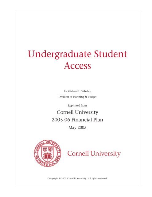 Undergraduate Student Access - Cornell University Division of ...