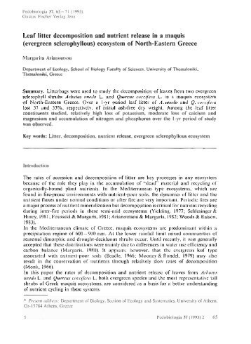 Leaf litter deconlposition and nutrient release in a ~naquis ...