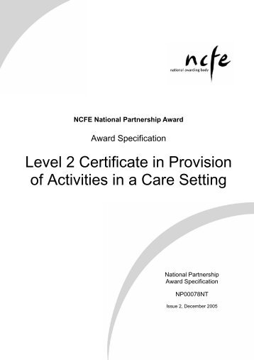 Level 2 Certificate in Provision of Activities in a Care Setting - NCFE