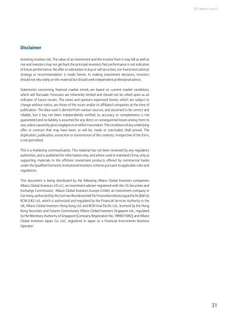 ESG Matters, Issue 5, April 2013 - Allianz Global Investors