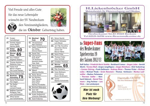 Kurier Oktober 2012.indd - SV Neubeckum 19 eV