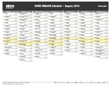 STARZ INBLACK Schedule - August, 2013