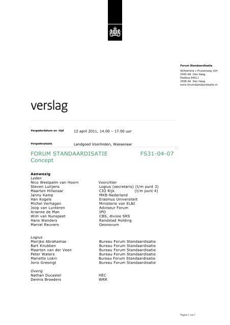 Verslag - Forum Standaardisatie