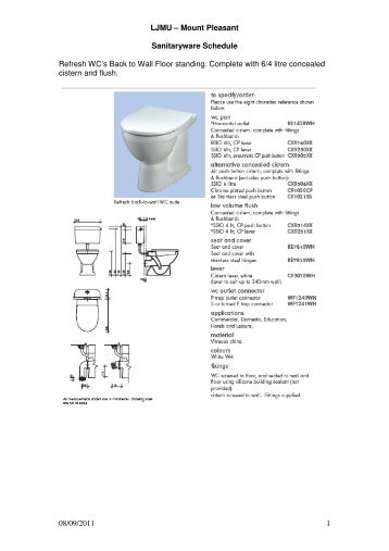 LJMU â Mount Pleasant Sanitaryware Schedule 08/09/2011 1 ...