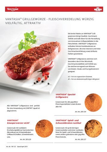 VANTASIAÂ® GRILLGEWÃœRZE ... - Van Hees gmbh