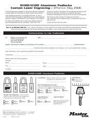 Laser Engraving Form - Master Lock Safety