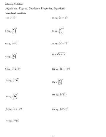 Logarithms Expand, Condense, Properties, Equations