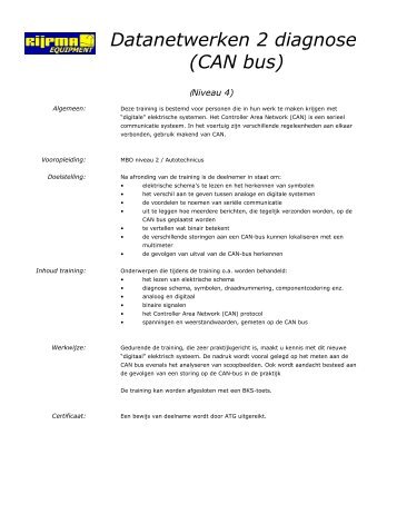 Datanetwerken 2 diagnose (CAN bus) - Rijpma Equipment