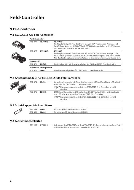 Leica Zeno GIS Ausrüstungsliste