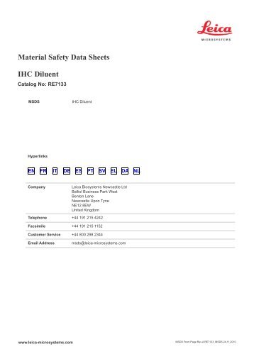 Material Safety Data Sheets IHC Diluent