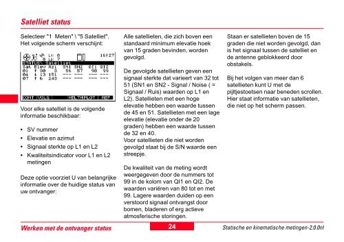 Starten met statische en kinematische metingen GPS System 500