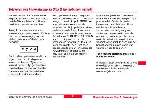 Starten met statische en kinematische metingen GPS System 500