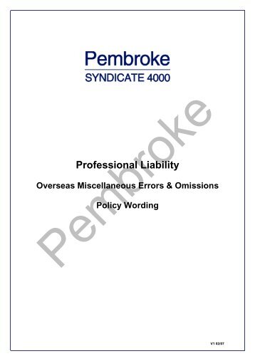 Overseas Miscellaneous Errors & Omissions - Pembroke Managing ...