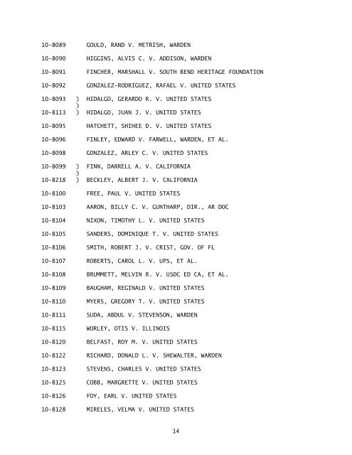 Order List (02/22/11) - Supreme Court of the United States