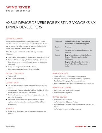 VxBus DeVice DriVers for existing VxWorks 6.x DriVer ... - Wind River