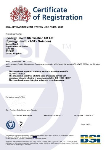 BSI Certificate - Synergy Health