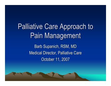 Palliative Care Approach to Pain Management - Holy Cross Hospital